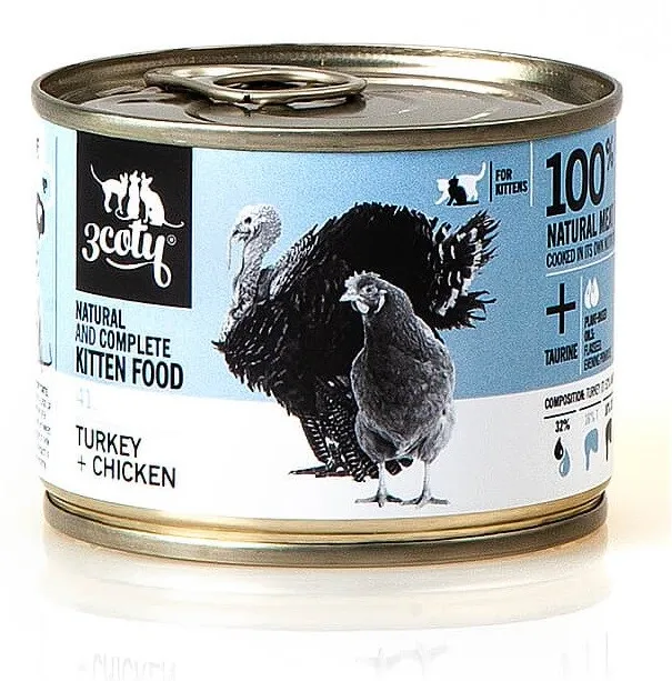 Hrana umeda pentru pisoi 3coty 41 curcan si pui 180 g