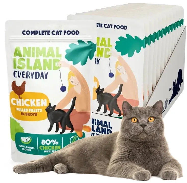 ANIMAL ISLAND Everyday Chicken fillets in broth - wet cat food - 12 x 85g