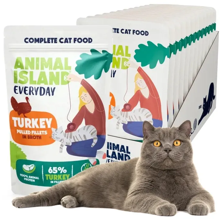 ANIMAL ISLAND Everyday Turkey fillets in broth - wet cat food - 12 x 85g