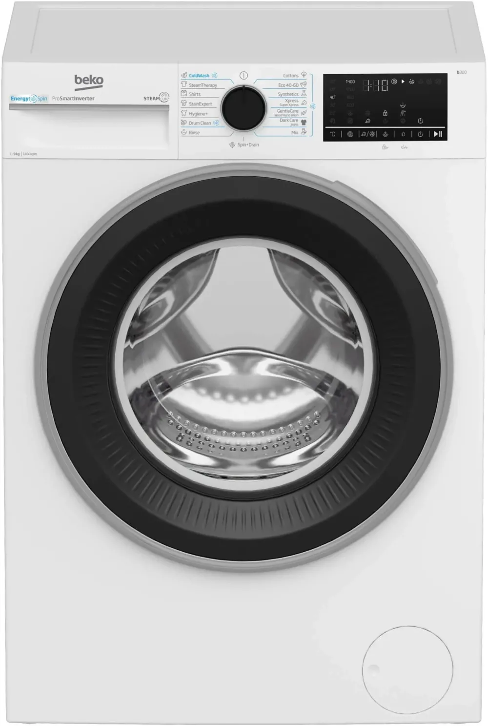 Masina de spalat rufe Beko B3WFU49415WBES, 9 kg, Clasa A, 1400 RPM, SteamCure, Iron Fast, Alb