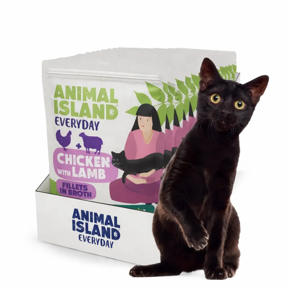 ANIMAL ISLAND Chicken with lamb Fillets in broth - wet cat food - 12x85g