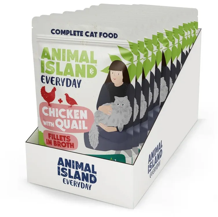 ANIMAL ISLAND Chicken with quail Fillets in broth - wet cat food - 12x85g