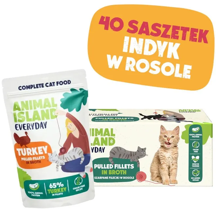 ANIMAL ISLAND Turkey in broth - wet cat food - 40x85g