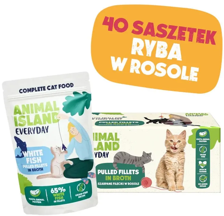 ANIMAL ISLAND White fish in broth - wet cat food - 40x85g