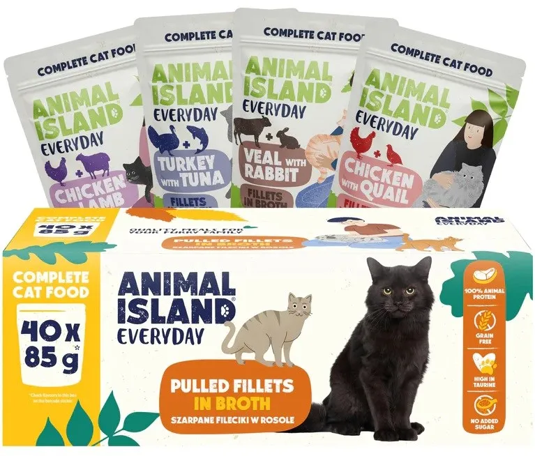 ANIMAL ISLAND Everyday Fillets in broth Box - wet cat food - 40x85g