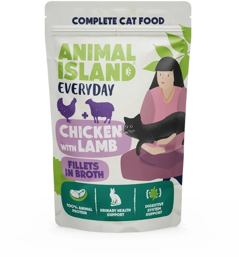 ANIMAL ISLAND Everyday Chicken with lamb fillets in broth - wet cat food - 85g