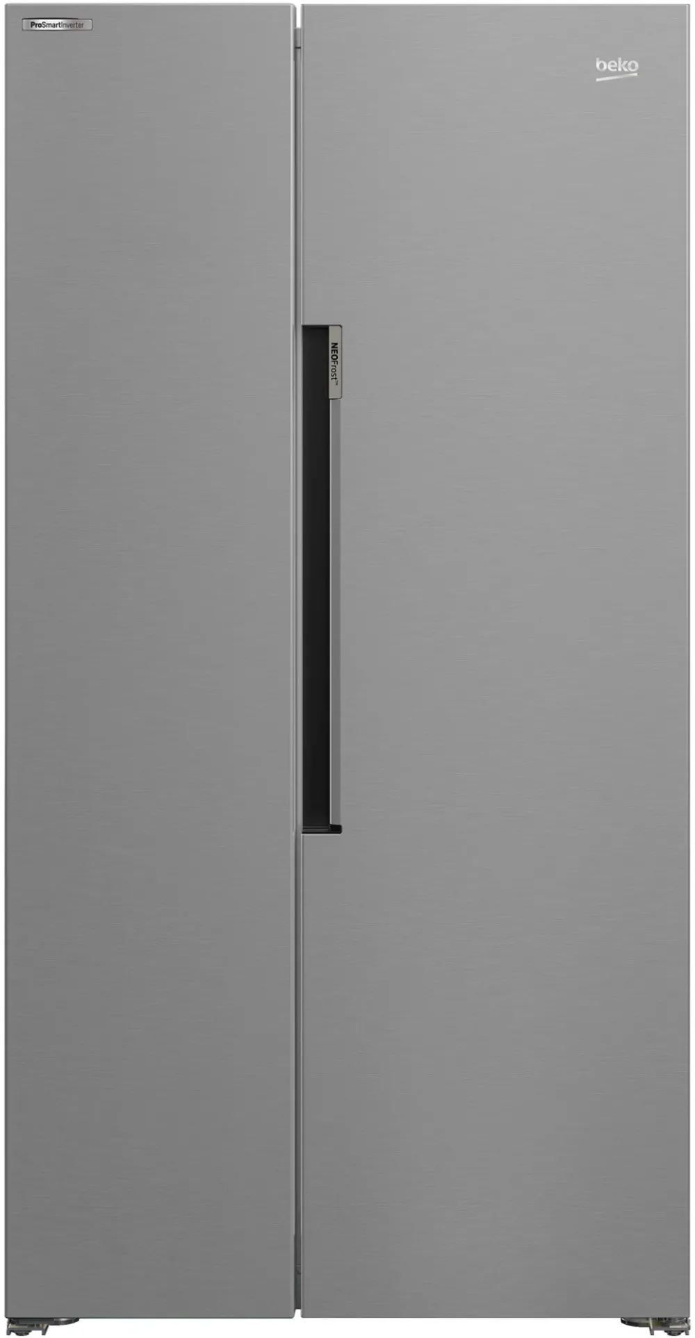 Side by side Beko GN163141XBN, 593 l, NeoFrost Dual Cooling, HarvestFresh, Compresor inverter, Clasa E, H 179 cm, Inox Look