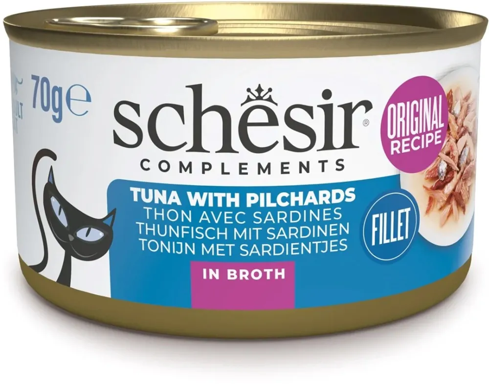 SCHESIR in cooking broth Tuna with sardines - wet cat food - 70 g