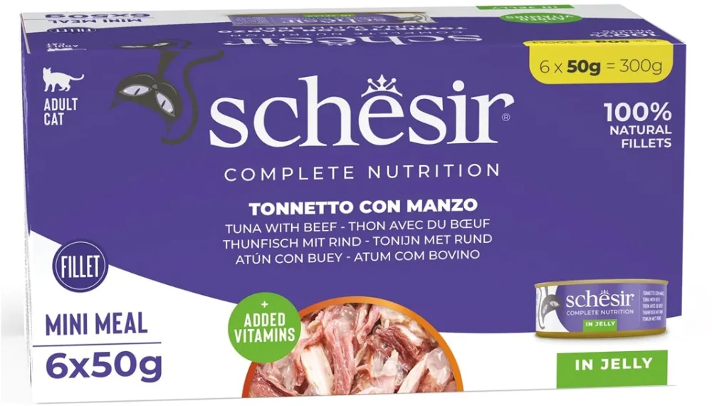 SCHESIR in jelly Tuna with beef - wet cat food - 6 x 50 g