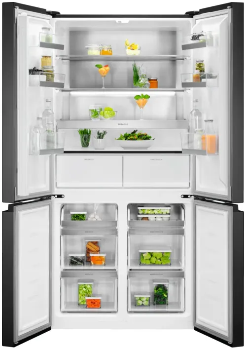 Side by side Electrolux ELT9VE52M0, 522 l, No frost, Clasa E, Afisaj LCD, Touch control, Iluminare LED, H 190 cm, Negru