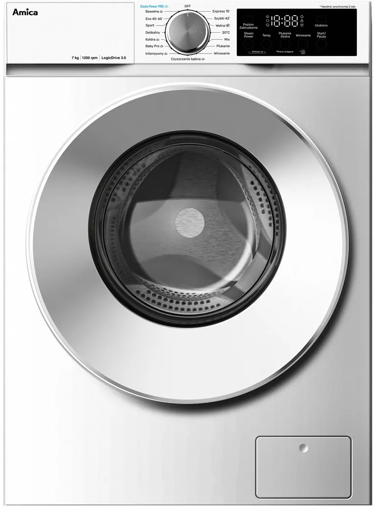 Amica HWA7S12ALiSR3 washing machine Front-load 7 kg 1200 RPM White