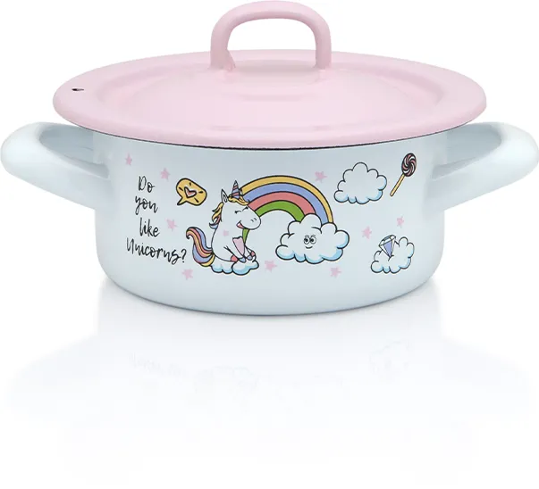 Cratita 0.75l cu capac Unicorn Metalac email/12cm/0.75l