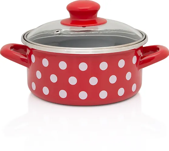 Cratita 1l cu capac din sticla Tufne Metalac email/14cm/1l