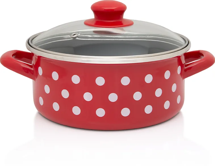 Cratita 2.2l cu capac din sticla Tufne Metalac email/18cm/2.2l