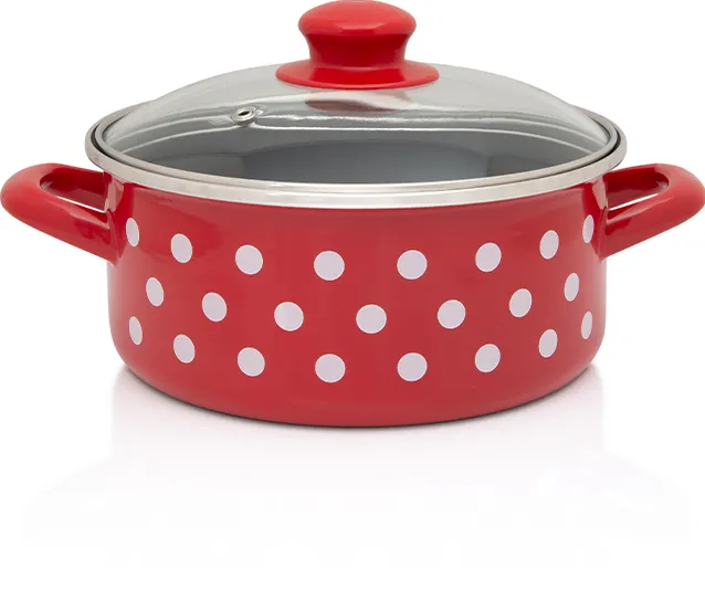 Cratita 2.75l cu capac din sticla Tufne Metalac email/20cm/2.75l