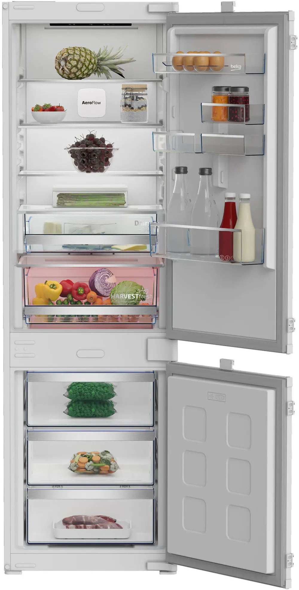 Combina frigorifica incorporabila Beko B7BCNA295HS1, No Frost, 270 l, H 177.5 cm, Clasa D, HarvestFresh, AeroFlow