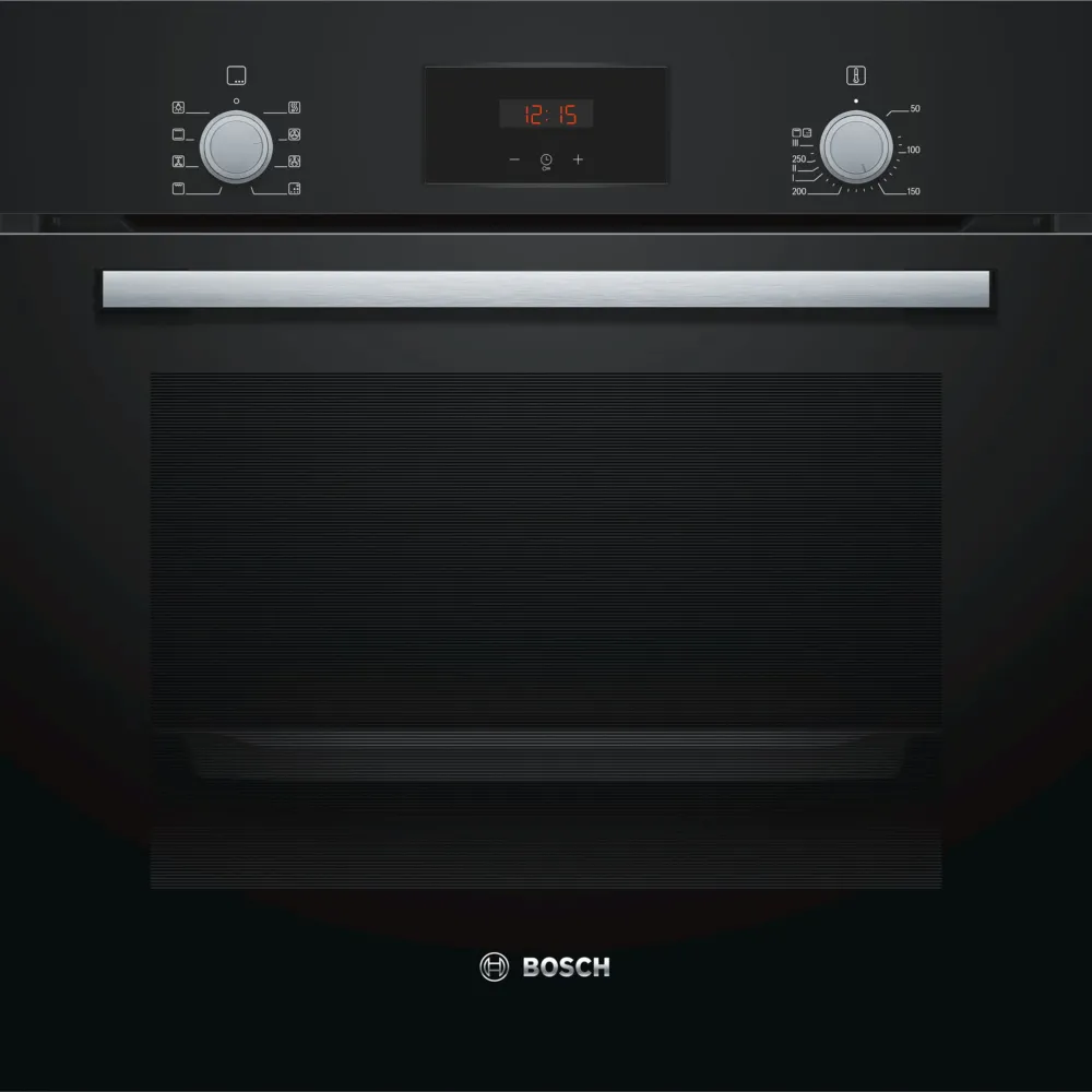 Cuptor incorporabil Bosch HBF153EB0, Electric, 66 l, Grill Autocuratare EcoClean Direct, Suport telescopic, Convectie 3D, Clasa A, Negru/Argintiu