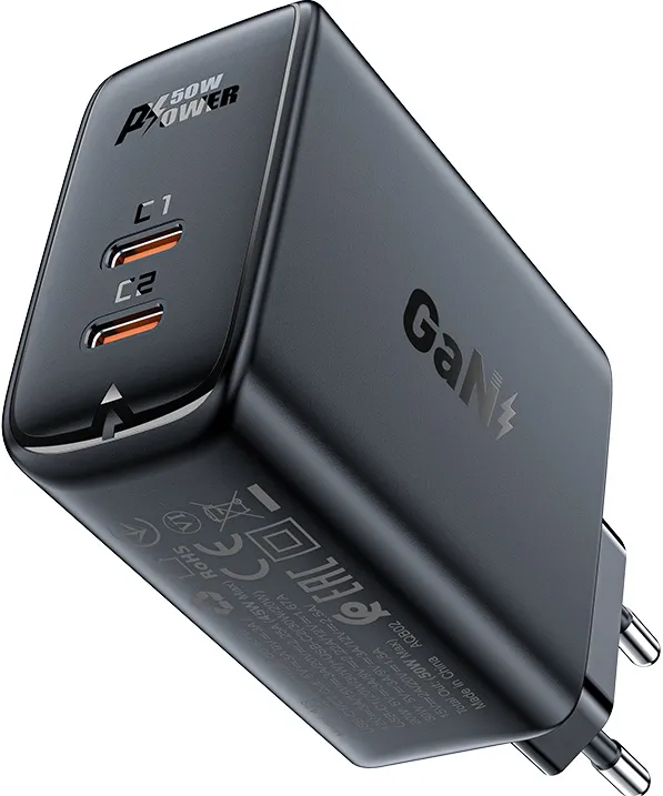 Incarcator retea Acefast A29 GaN PD 50W 2x USB-C negru