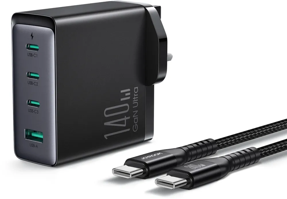 Incarcator GaN Joyroom JR-TCG05UK 140W 3x USB-C USB-A priza UK cu cablu USB-C 240W 1.2 m