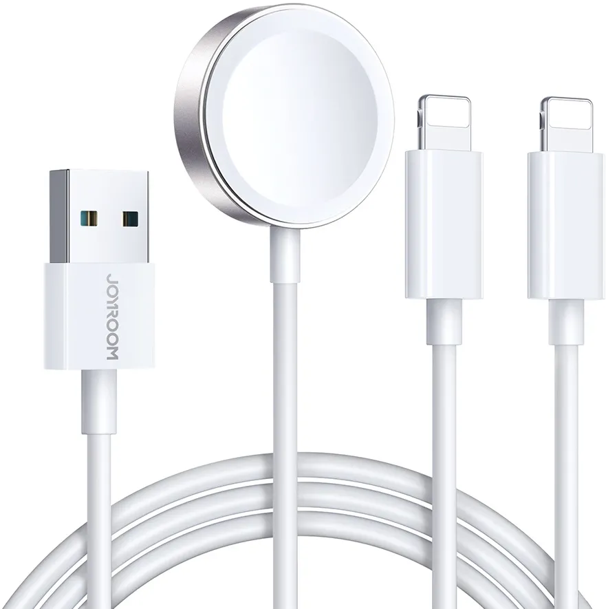 Cablu 3 in 1 Joyroom S-IW007 USB-A la Lightning cu incarcator magnetic 1.2 m alb