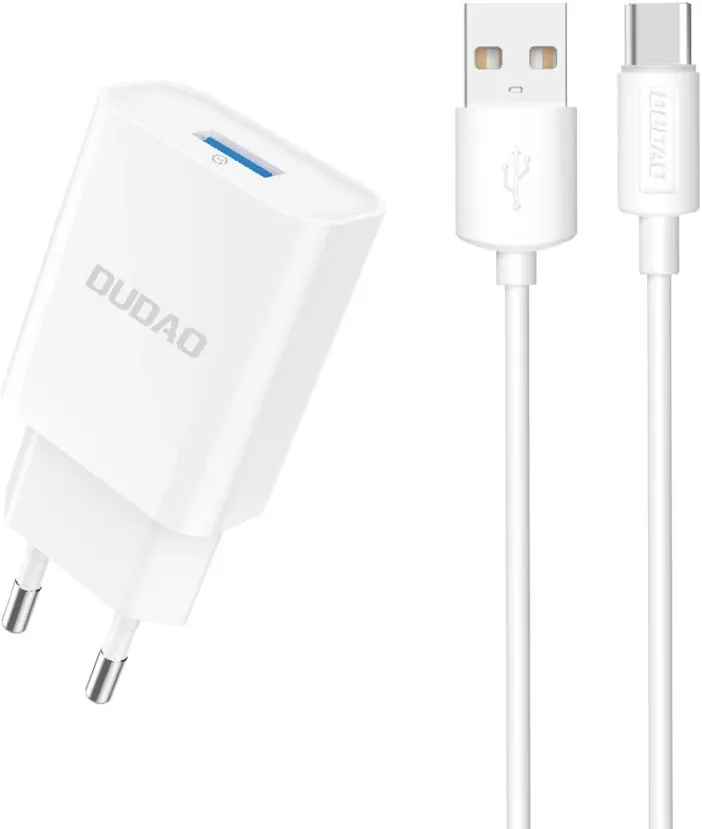 Incarcator de priza Dudao A4EU USB-A 2.1A alb cu cablu USB-A - USB-C