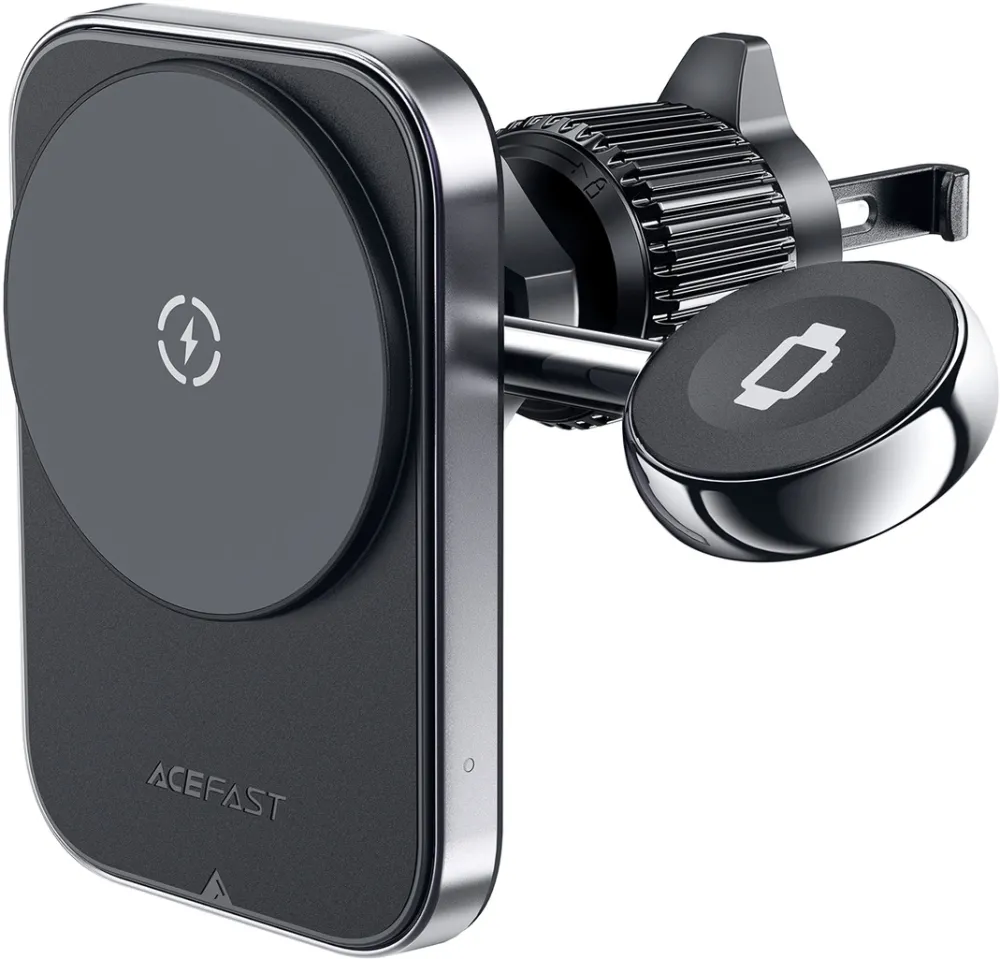 Suport auto magnetic Acefast D18 cu incarcator inductiv MagSafe Qi 15W si cablu USB-A - USB-C negru
