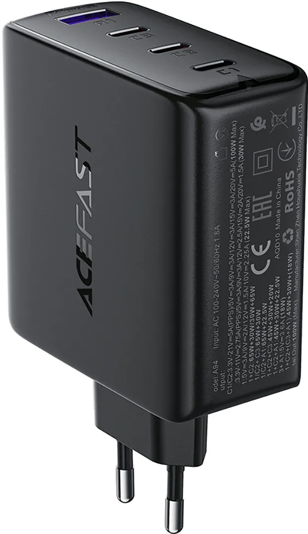 Incarcator de priza Acefast A94 GaN2 100W USB-A 3x USB-C negru