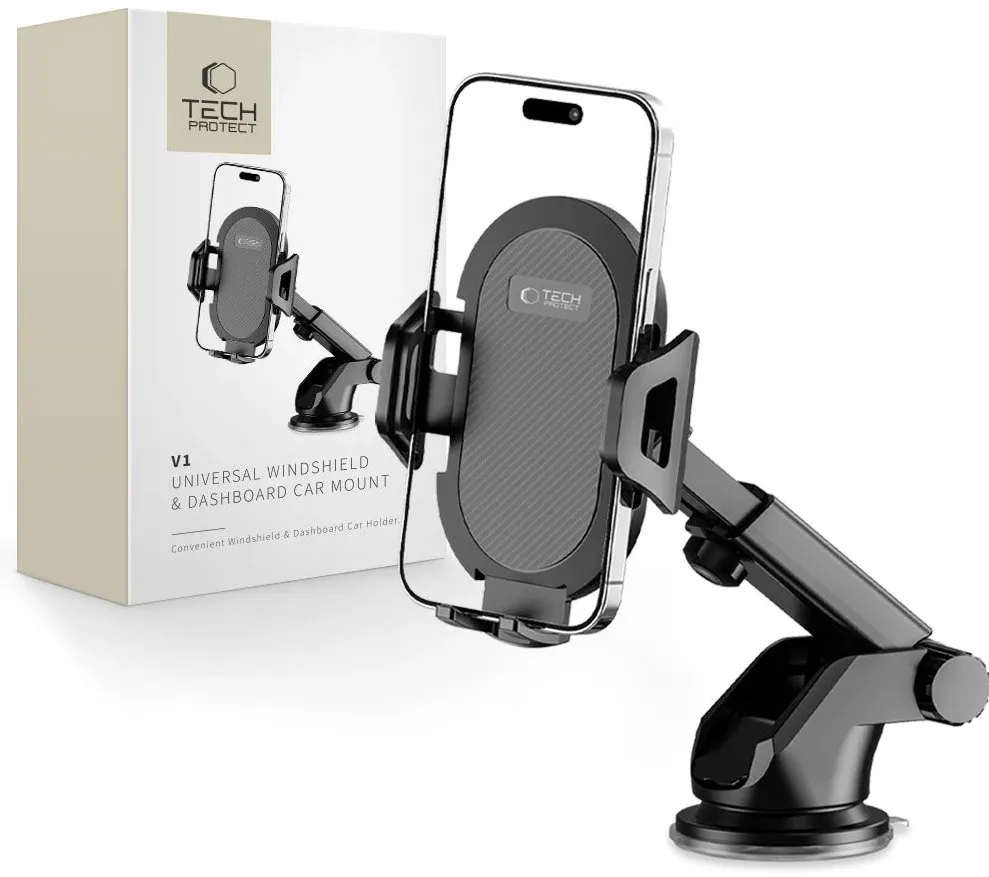 Tech-Protect V1 Car Phone Holder for Windshield/Cockpit - Black