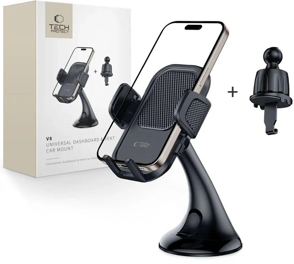 Tech-Protect V8 Car Holder for Dashboard and Air Vent - Black