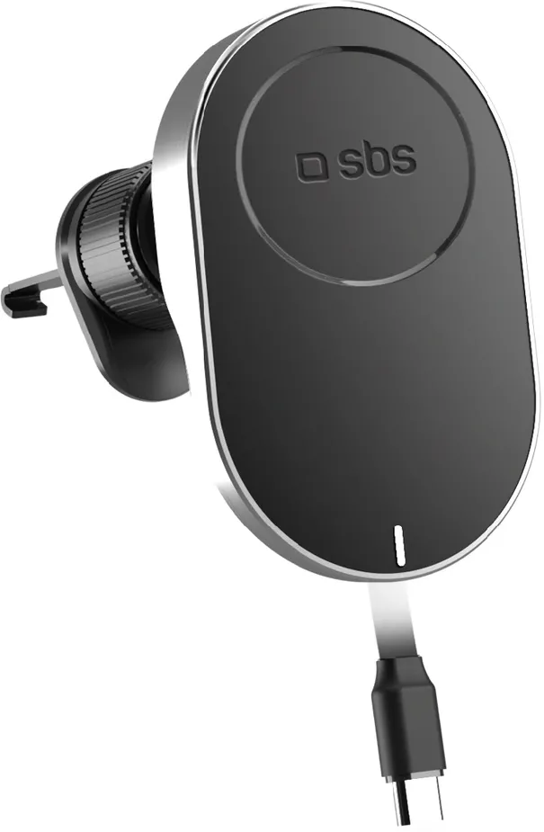 SBS TESUPP15WRETRACABL Wireless Charger Smartphone Holder with Retractable Cable Compatible with MagSafe - Black