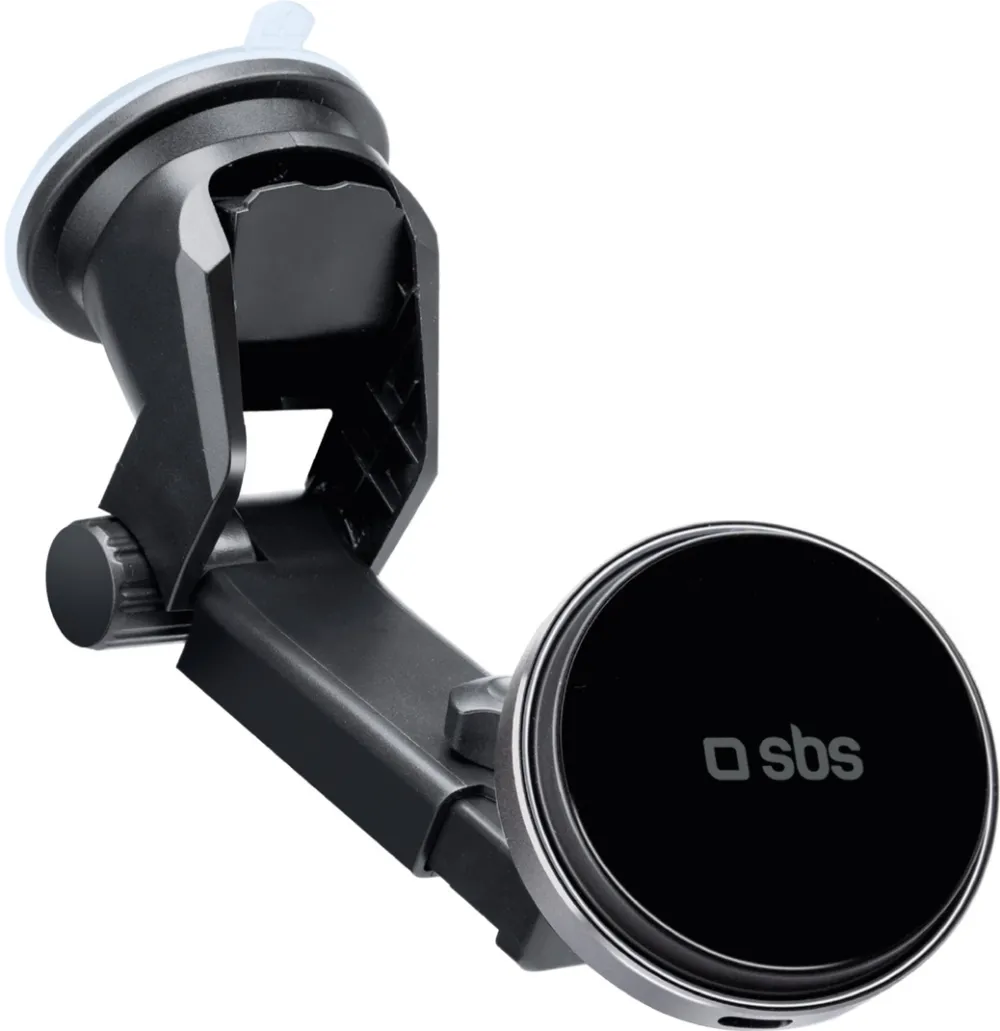 SBS TESUPMAGEXTWIR15W Telescopic Smartphone Holder with Wireless Charger, MagSafe Compatible, for Windshield and Dashboard - Black