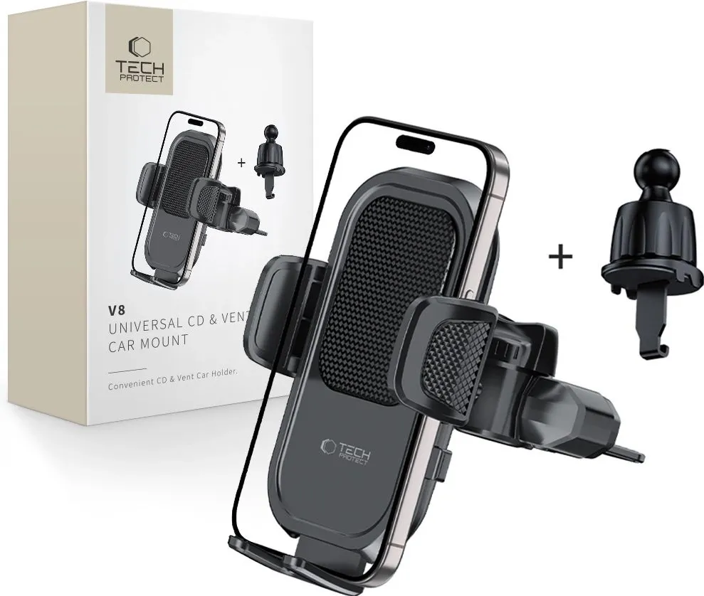 Tech-Protect V8 Car Holder for CD Slot or Air Vent Mount - Black