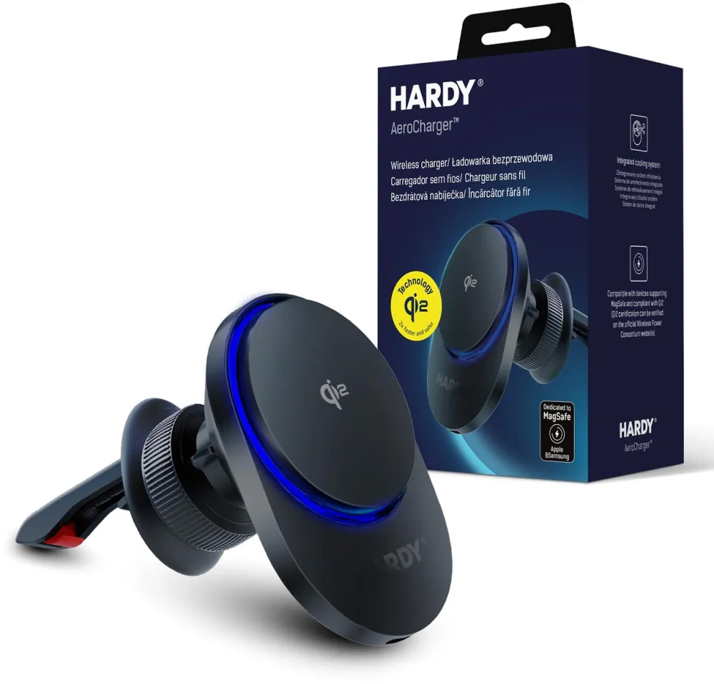 Car air vent holder 3mk Hardy AeroCharger 15W Qi2/MagSafe - black