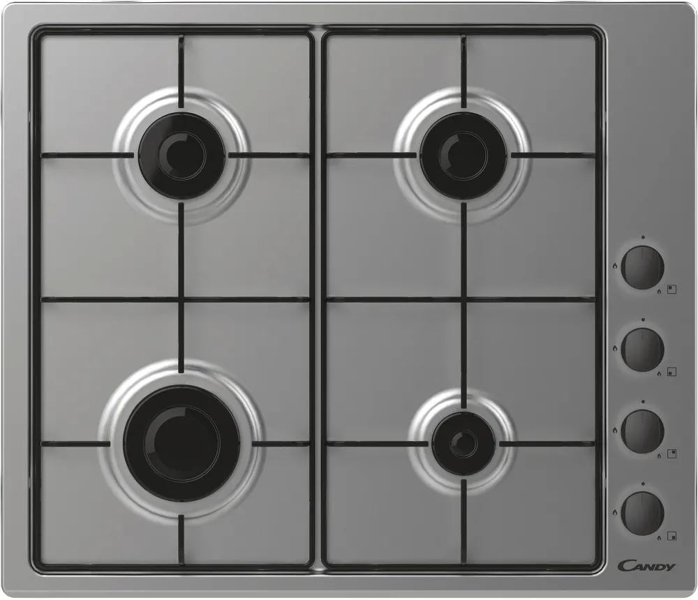 Plita incorporabila Candy CHW6LBX, Gaz, 4 Arzatoare, Aprindere electrica, Siguranta arzatoare, 60 cm, Inox