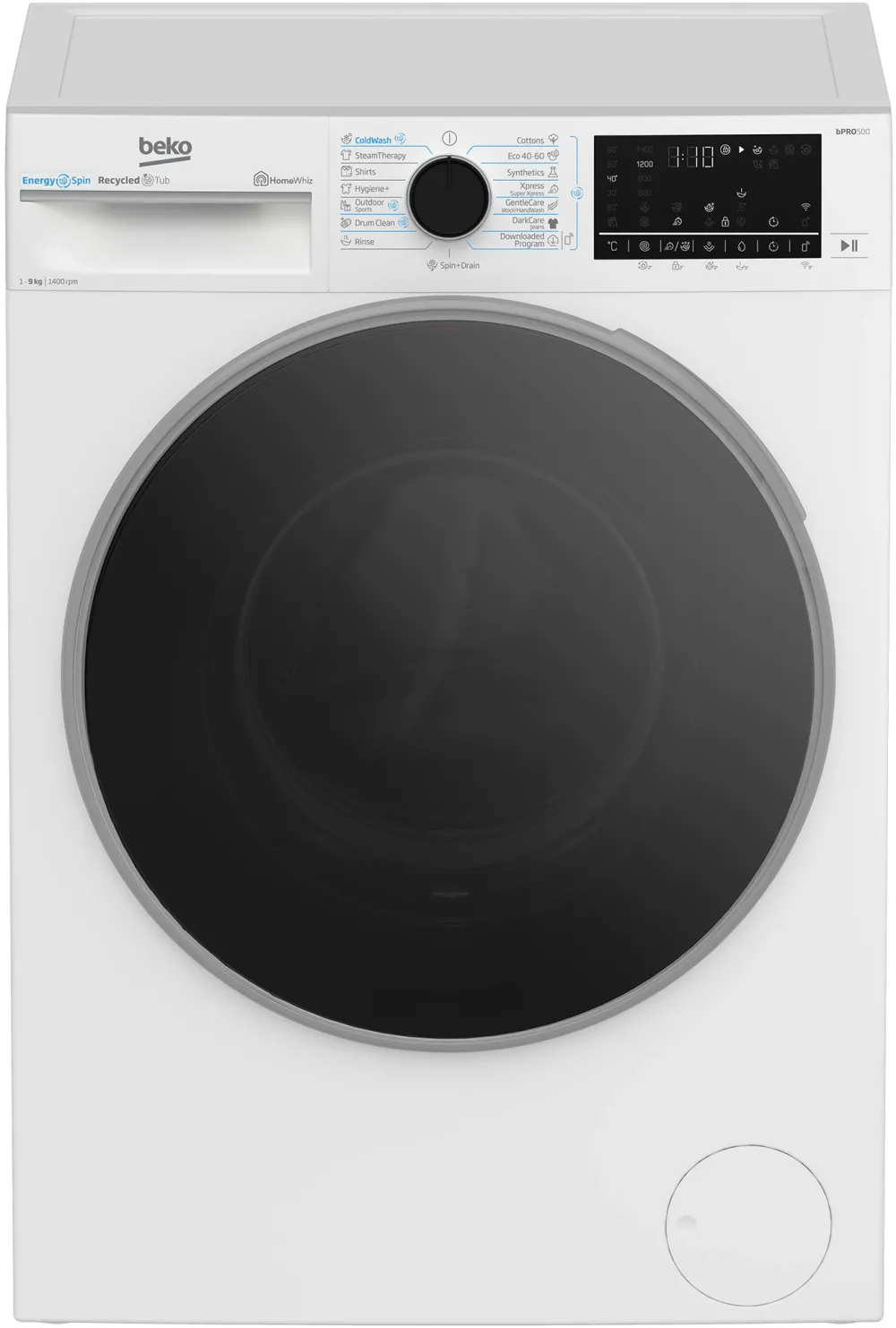 Masina de spalat rufe Beko B5WFU89415WBES, Clasa A, 1400 RPM, 9 kg, 15 programe, EnergySpin, HomeWhiz Alb