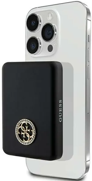 Guess MagSafe 4G Strassed Metal Logo induction power bank 15W 5000mAh - black