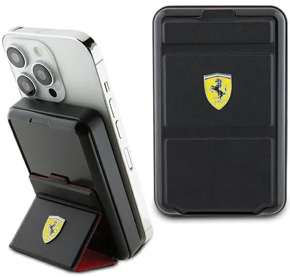 Baterie externa wireless Ferrari Metal Logo MagSafe 10000 mAh 15W cu functie de suport negru