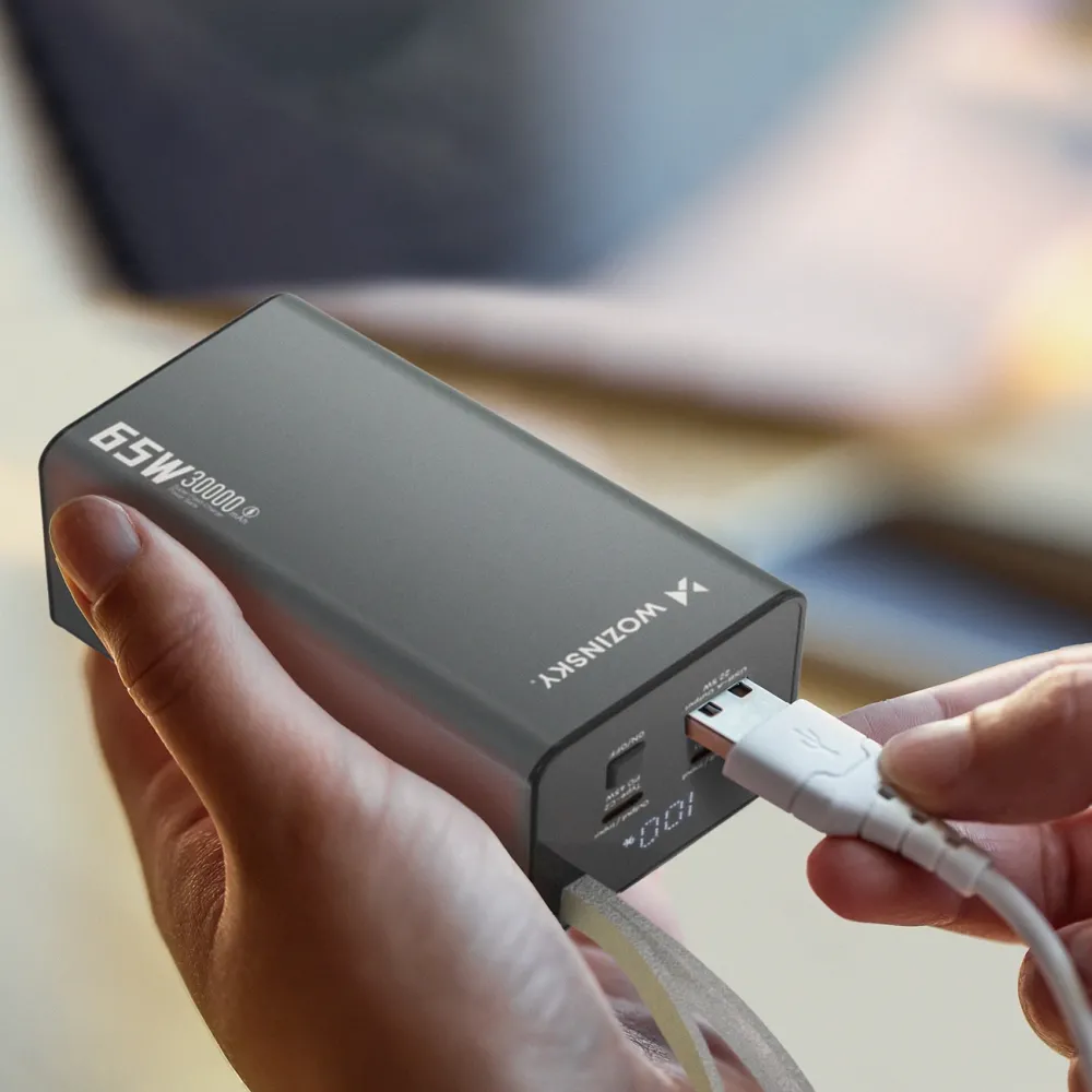 Powerbank Wozinsky K65+ 65W 30000mAh 2x USB-C, 1x USB-A 65W - gray