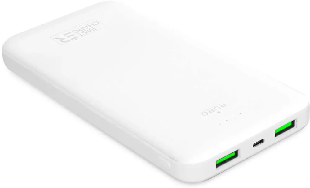 Baterie externa Puro White PWFCBB100P2WHI 10000 mAh 12W 2x USB-A USB-C alb