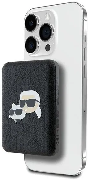 Baterie externa wireless Karl Lagerfeld Karl & Choupette Head Pin MagSafe KLPB5FPGKSKCHK 5000 mAh negru