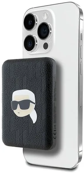 Karl Lagerfeld Powerbank inductive KLPB5FPGKSKIHK 16W 5000mAh black/black Karl Head Pin MagSafe