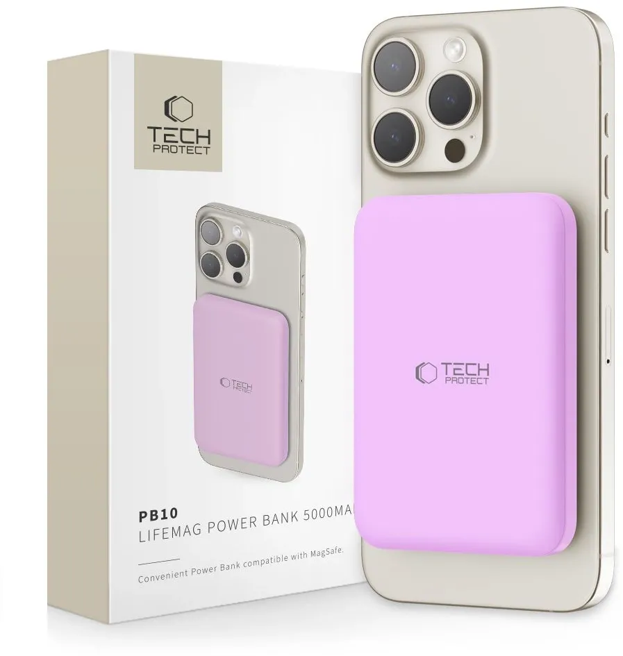 Tech-Protect LifeMag MagSafe PB10 5000mAh Power Bank - Pink