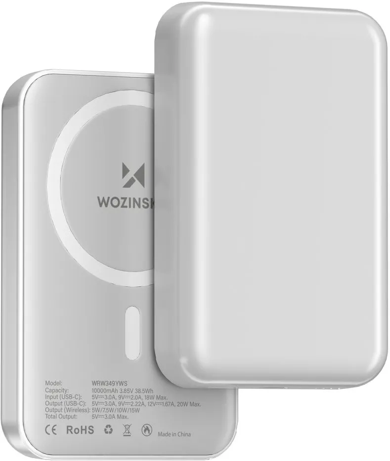 Wozinsky WRW349YWS 10000 mAh Magnetic Power Bank - White