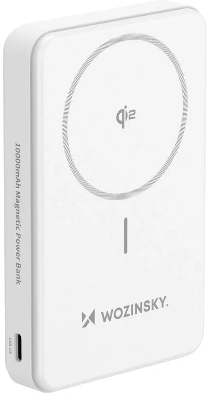 Powerbank Wozinsky WLWP-10KA0Y3WS 22.5W PD Qi2 10000 mAh, with stand, 1x USB-A, 1x USB-C - white