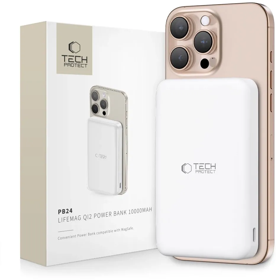Powerbank Tech-Protect PB24 LifeMag QI2 MagSafe 10000 mAh - white