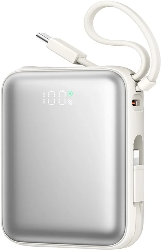 Joyroom JR-PBF27 10000mAh 22.5W Powerbank with Built-in USB-C and Lightning Cables - White