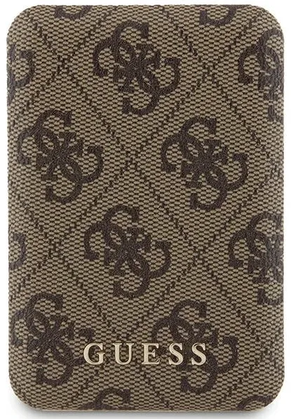 Guess Powerbank inductive 15W GUPB5FP4EMGW 5000mAh brown/brown 4G Leather Metal Logo MagSafe