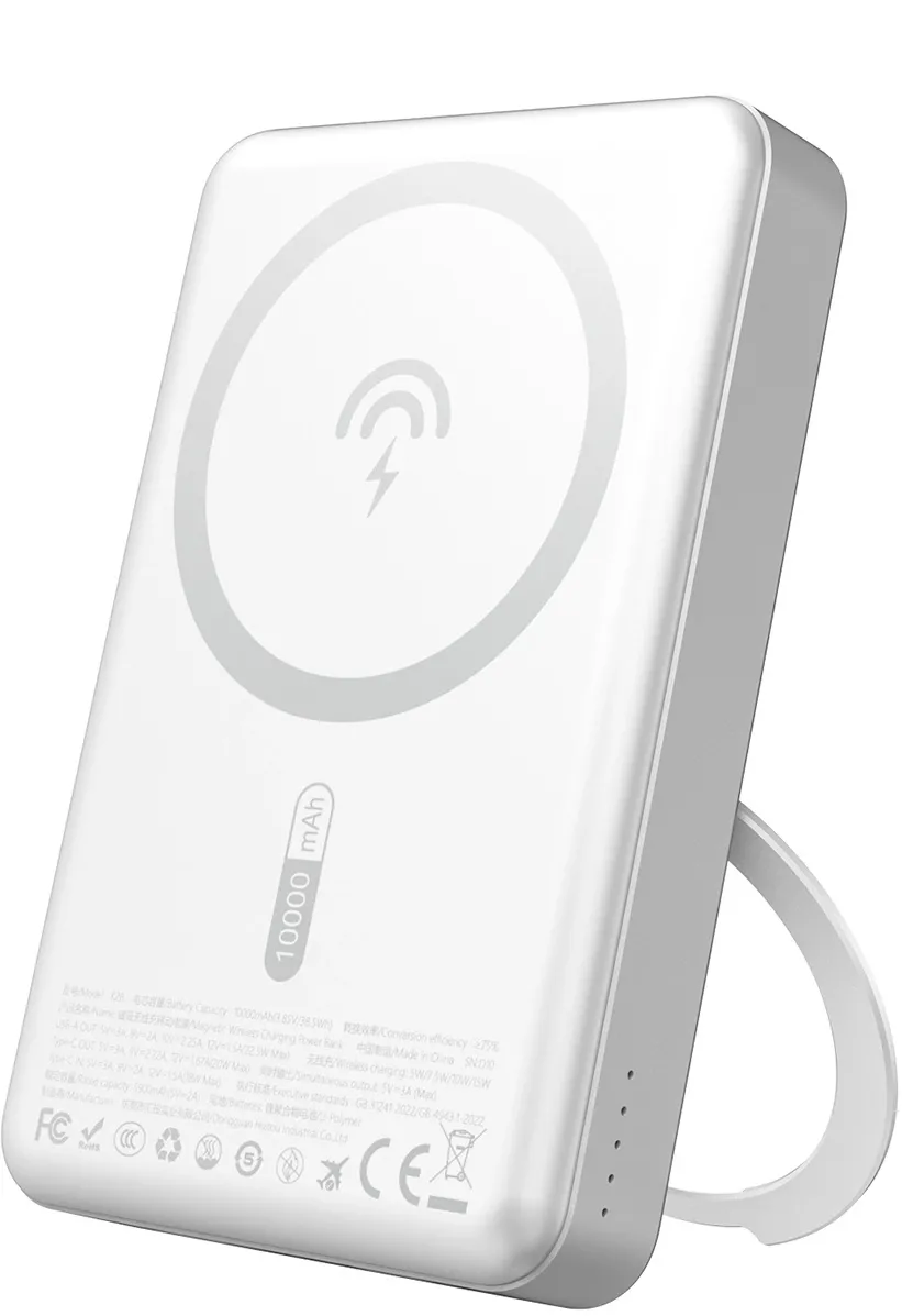 Dudao K28 10000mAh PD 22.5W MagSafe Powerbank with Metal Case and Ring Stand - Silver