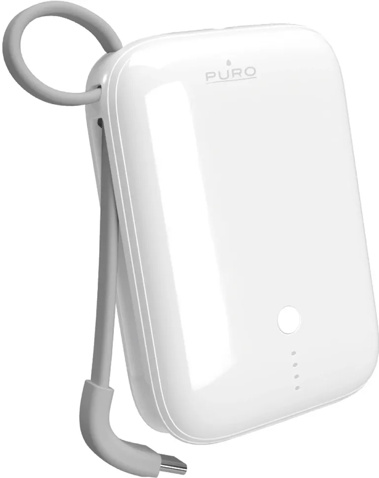 Puro Power Link 10 Plus 10000mAh Power Bank with Built-in USB-C Cable – White