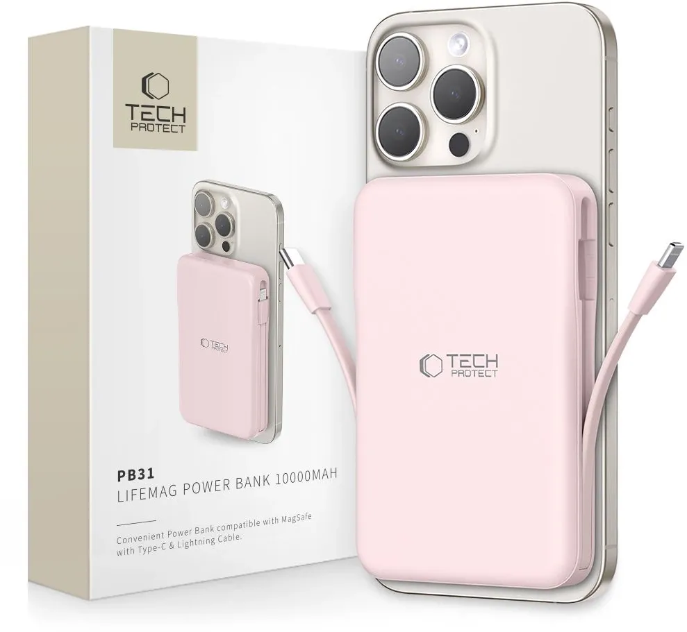 Powerbank Tech-Protect PB31 LifeMag MagSafe 10000 mAh - pink